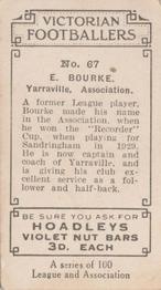 1933 Hoadley's Victorian Footballers #67 Edward Bourke Back